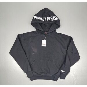 The Standard Label Hoodie Mens Small Privacy Please Black Pullover NWT